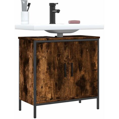 vidaXL Bathroom Sink Cabinet Smoked Oak 60x30x60 cm Engineered Wood