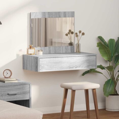 vidaXL Wandhängender Schminktisch Grau Sonoma 83x40x70 cm