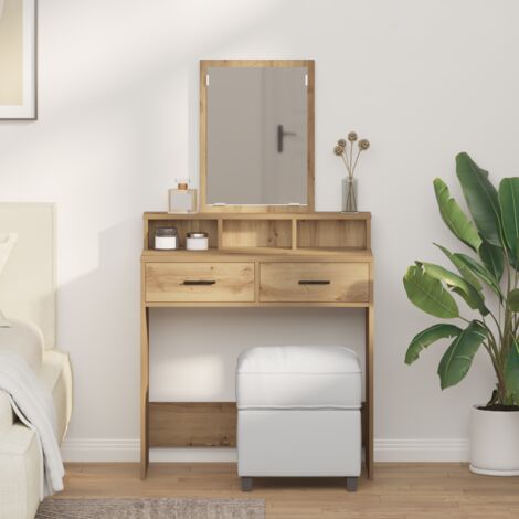 vidaXL Schminktisch mit Schubladen in Artisan Eiche, 79x41x140 cm