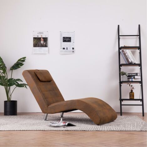 vidaXL Chaiselongue mit Kissen Braun Wildleder-Optik