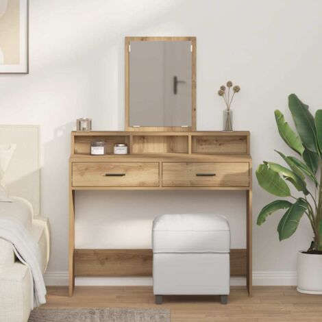 vidaXL Schminktisch mit Schubladen, Artisan Eiche, 100x41x140 cm