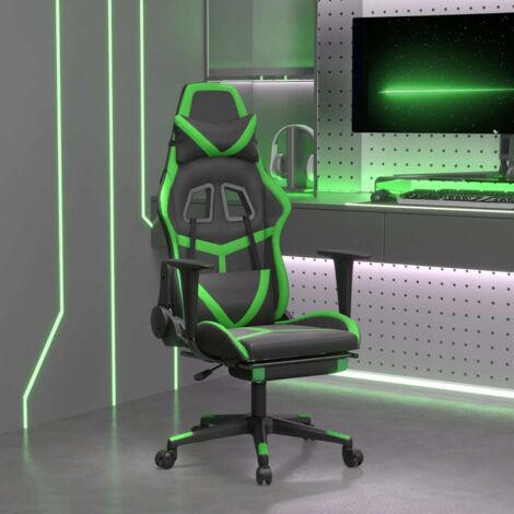 Gaming-Stuhl mit Fußstütze Schwarz und Grün Kunstleder vidaXL