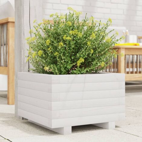 vidaXL Garden Planter White 40x40x26,5 cm Solid Wood Pine