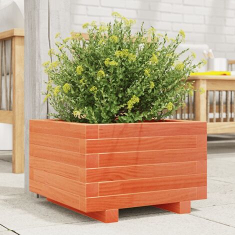 vidaXL Pflanzkübel Wachsbraun 40x40x26,5 cm aus massivem Kiefernholz