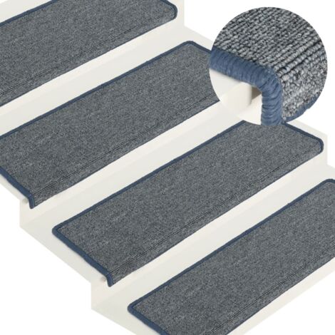 Stufenmatten 15 Stk. 65 x 21 x 4 cm Hellgrau und Blau Rechteckiger Rand vidaXL