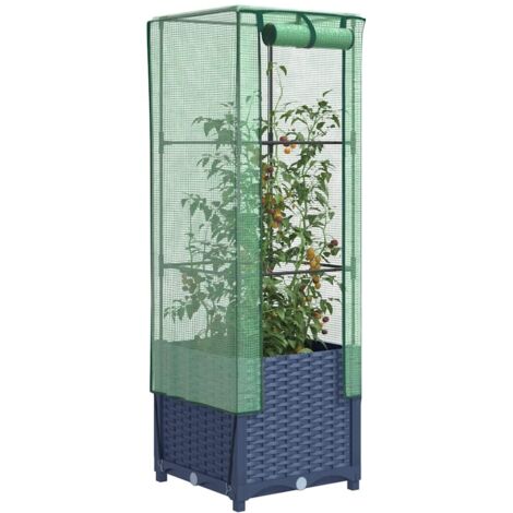 Hochbeet mit Gewächshaus-Aufsatz Rattan-Optik 40x40x139 cm vidaXL