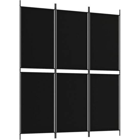 vidaXL 3-Panel Room Divider Black 150x180 cm Fabric