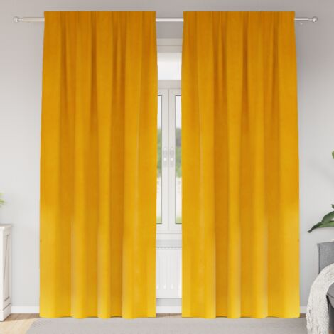 vidaXL Blackout Curtains 2 pcs Mustard Yellow 140 x 225 cm Velvet
