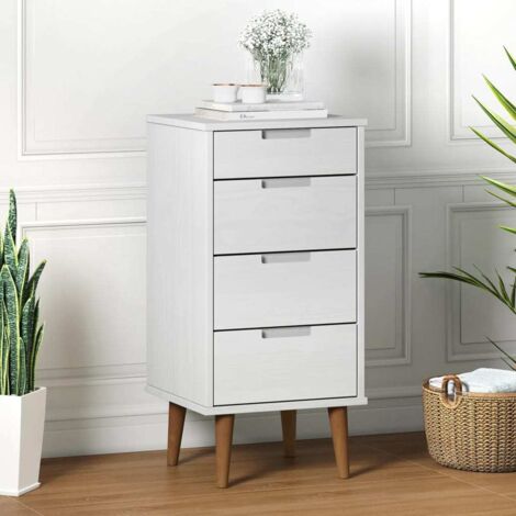 vidaXL Drawer Cabinet "MOLDE" White 40x35x82 cm Solid Wood Pine