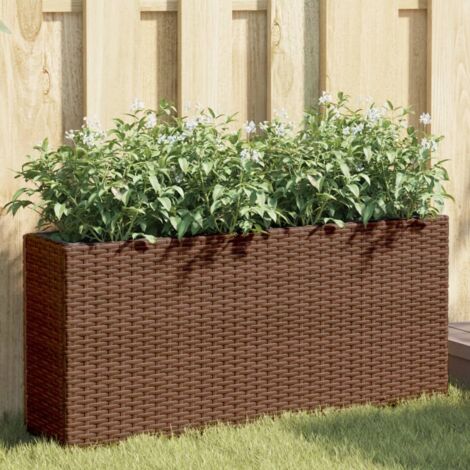 Hochbeet mit 2 Fächern Braun 90x20x40 cm Poly Rattan vidaXL