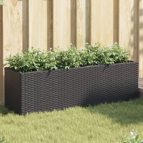 Hochbeet mit 3 Fächern Schwarz 105x30x32 cm Poly Rattan vidaXL