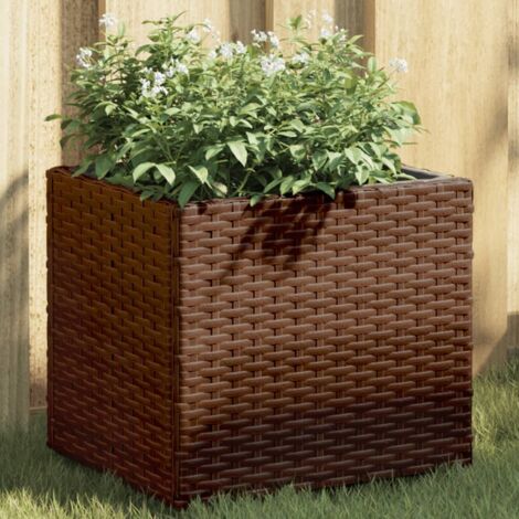 Pflanzkübel Braun 36x30x32 cm Poly Rattan vidaXL