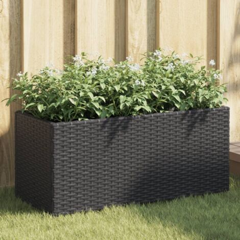 Pflanzkübel mit 2 Töpfen 2 Stk. Schwarz 72x30x32 cm Poly Rattan vidaXL