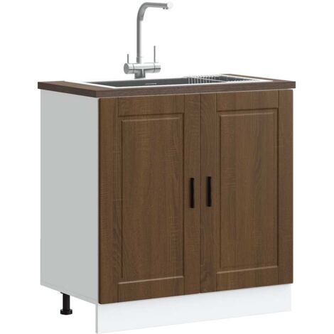Spülenunterschrank Porto Braun Eichen-Optik 80x46x81,5 cm vidaXL