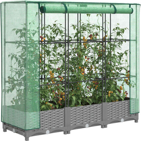 Hochbeet mit Gewächshaus-Aufsatz Rattan-Optik 120x40x123 cm vidaXL