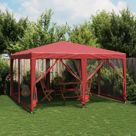 Partyzelt mit 8 Mesh-Seitenteilen Rot 4x4 m HDPE vidaXL
