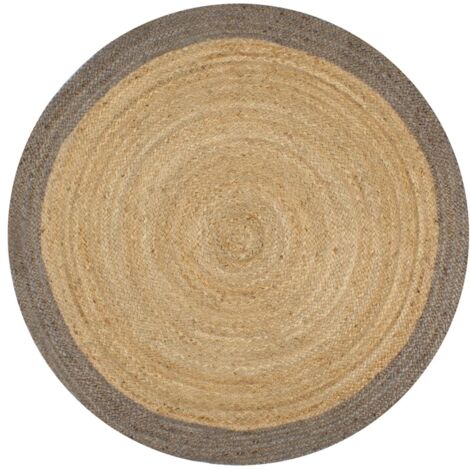 vidaXL Handmade Rug Jute with Grey Border 90 cm