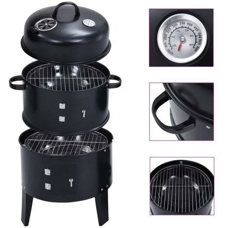 vidaXL 3-in-1 Charcoal Smoker BBQ Grill 40x80 cm (1/5)