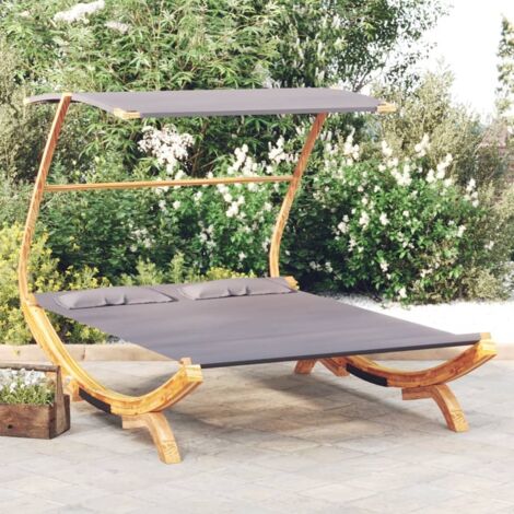 Sonnenliege mit Dach 165x203x138 cm Bugholz Massiv Anthrazit vidaXL