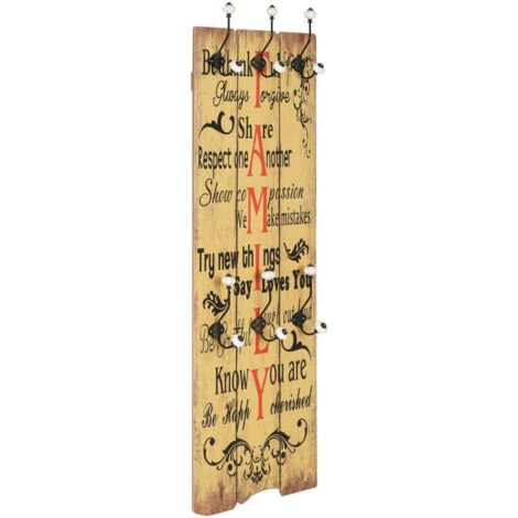Wandgarderobe mit 6 Haken 120 x 40 cm "FAMILY" vidaXL