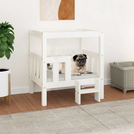 vidaXL Dog Bed White 65,5x50,5x70 cm Solid Wood Pine