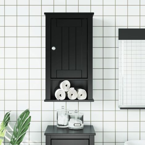 vidaXL Bathroom Wall Cabinet "BERG" Black 40x27x71,5 cm Solid Wood Pine