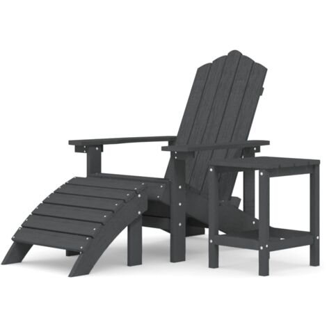 Adirondack-Gartenstuhl mit Hocker & Tisch HDPE Anthrazit vidaXL