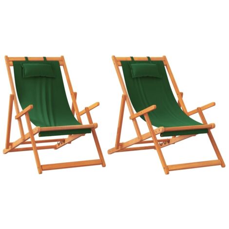 Klappbare Strandstühle 2 Stk. Grün Stoff vidaXL