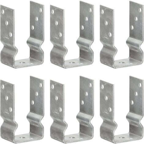 vidaXL Fence Anchors 6 pcs Silver 8x6x15 cm Galvanised Steel