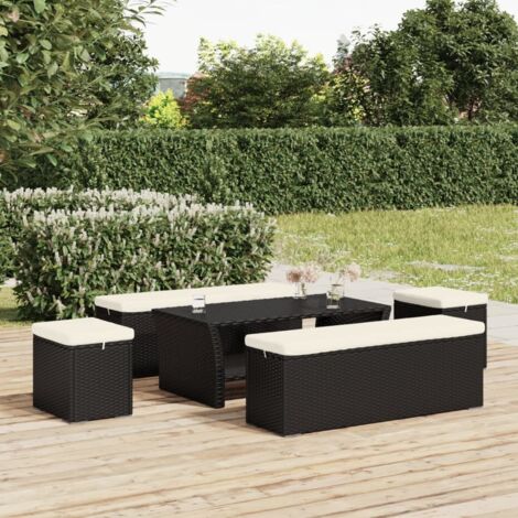 Prolenta Premium Hocker mit Kissen 2 Stk. Schwarz 40x30x40 cm