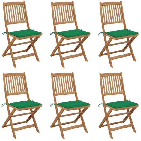 vidaXL Folding Chairs 6 pcs with Cushions Solid Acacia Wood (1/5)
