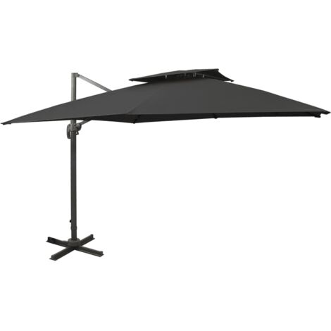 vidaXL Cantilever Garden Parasol with Double Top 300x300 cm Black