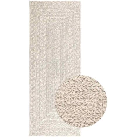 Teppich ZIZUR Creme 80x200 cm Jute-Optik Indoor und Outdoor vidaXL