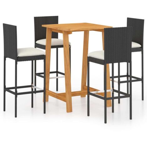 5-tlg. Gartenbar-Set mit Kissen Schwarz (1/5)