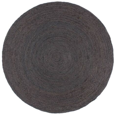 Teppich Handgefertigt Jute Rund 240 cm Dunkelgrau vidaXL