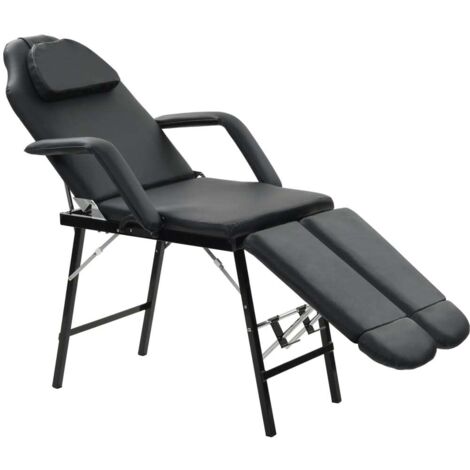 vidaXL Portable Facial Treatment Chair Faux Leather 185x78x76 cm Black