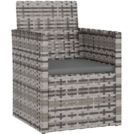 Gartensessel mit Kissen Grau Poly Rattan vidaXL