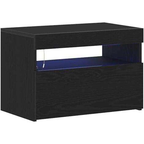 Nachttisch mit LED-Leuchten Schwarz Eiche 60x35x40 cm Holzwerkstoff vidaXL773004