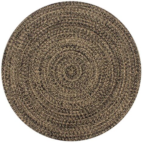 vidaXL Teppich handgefertigt Jute Schwarz und Natur 90 cm