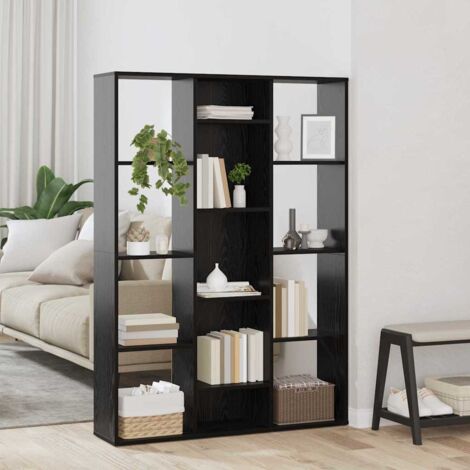 Raumteiler Schwarz Eichen-Optik 100 x 24 x 140 cm Holzwerkstoff vidaXL
