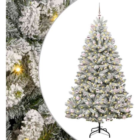 Künstlicher Weihnachtsbaum Grün und Weiß 240 cm PVC und Metall vidaXL