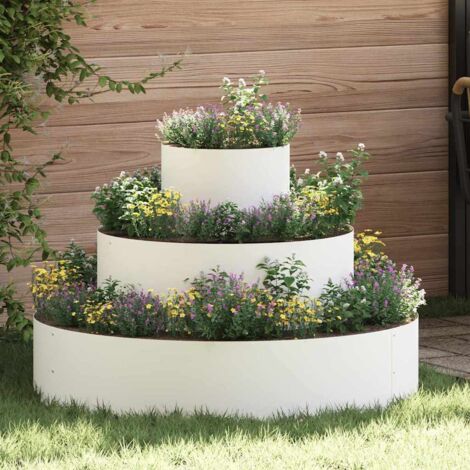 Garten-Pflanzgefäß Weiß 90 x 90 x 20 cm Kaltgewalzter Stahl vidaXL
