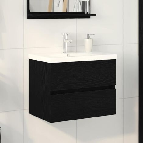 Waschbeckenunterschrank Schwarz Eichen-Optik 60 x 39 x 62 cm vidaXL
