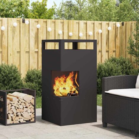 vidaXL  Fire Pit  Black 50 x 50 x 100 cm Steel