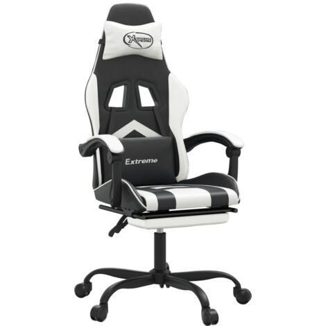 Gaming-Stuhl mit Fußstütze Drehbar Schwarz & Weiß Kunstleder vidaXL