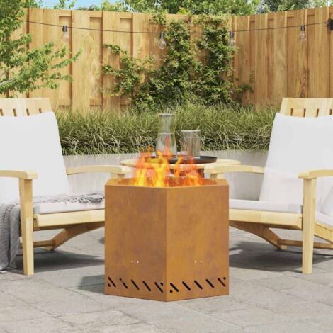 vidaXL  Smokeless Fire Pit  Brown 58 x 58 x 51 cm Weathering Steel