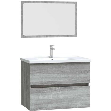 vidaXL 2 Piece Bathroom Furniture Set Grey Sonoma Engineered Wood