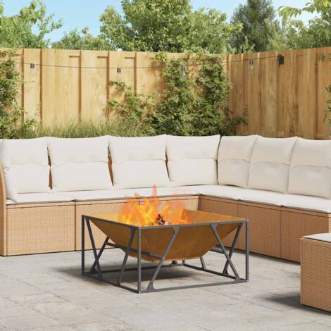 vidaXL Fire Pit Brown 80 x 80 x 40 cm Weathering Steel