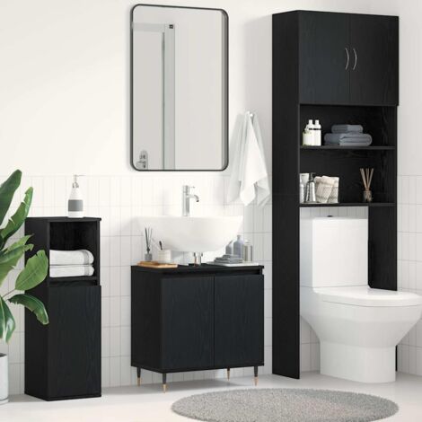 Waschbeckenunterschrank Schwarz Eiche 58x33x60 cm Holzwerkstoff vidaXL