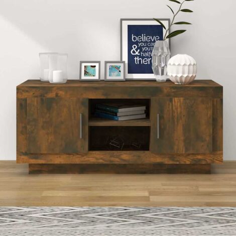 vidaXL TV Cabinet Smoked Oak 102x35x45 cm Engineered Wood (1/5)